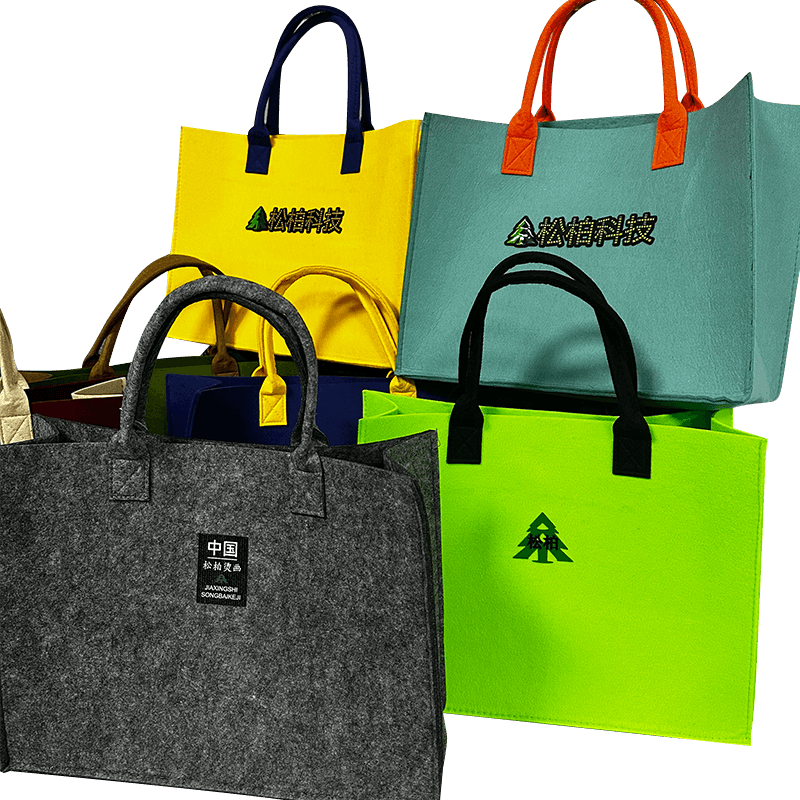 Filzhandtasche mit Wärmeübertragungsetikett